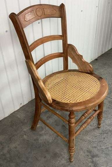 Antique Victorian Carved Oak Chair with Cane Seat image