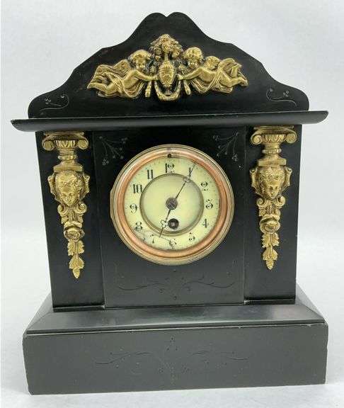 Victorian Black Marble Mantel Clock image