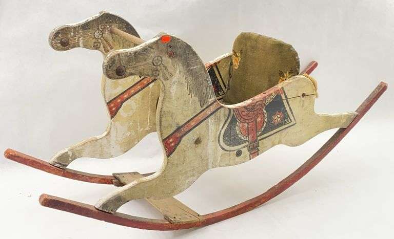 Antique Wooden Rocking Horse - hand painted image