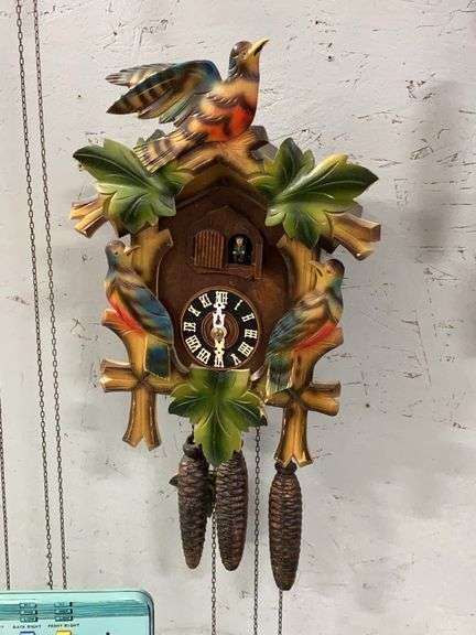 German Cuckoo Clock w/ Painted Birds image