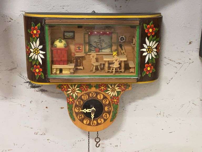 German Black Forest Chalet Scene Wall Clock image