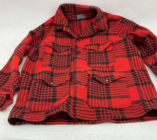 Pendleton Red/Black Plaid Wool Jacket Size L image