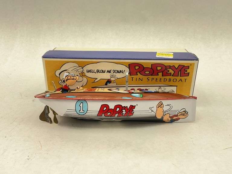 Popeye Tin Speedboat Toy with Box image