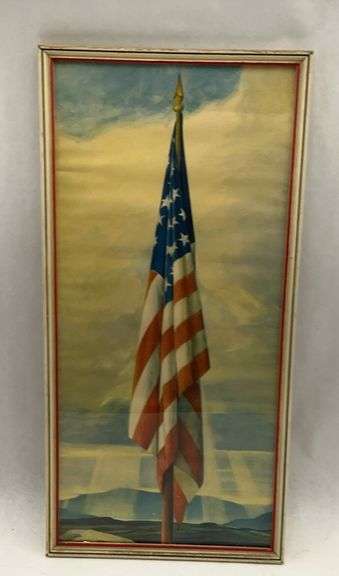 American Flag Framed Print - Patriotic Wall Decor - 21x10 image