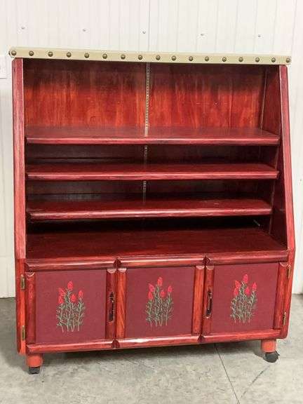 Vintage Mid-Century Red Painted Hutch image