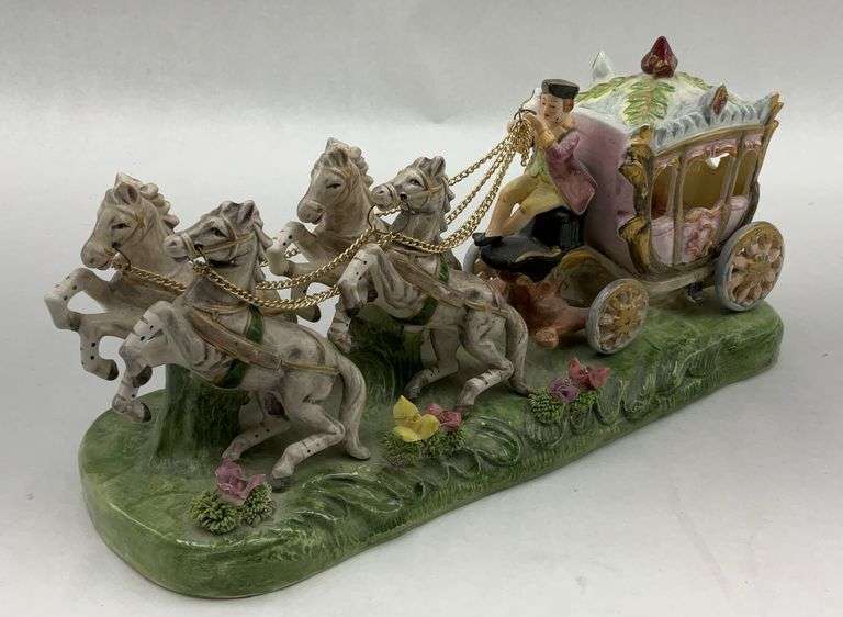 Horse Drawn Carriage Figurine - Made in Japan image