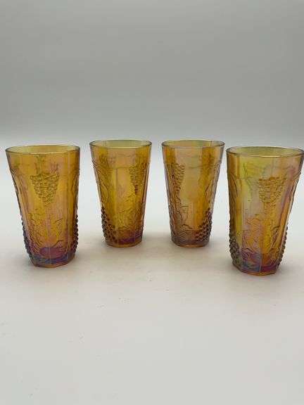Set of Four Iridescent Carnival Tumblers with Grape Motif image