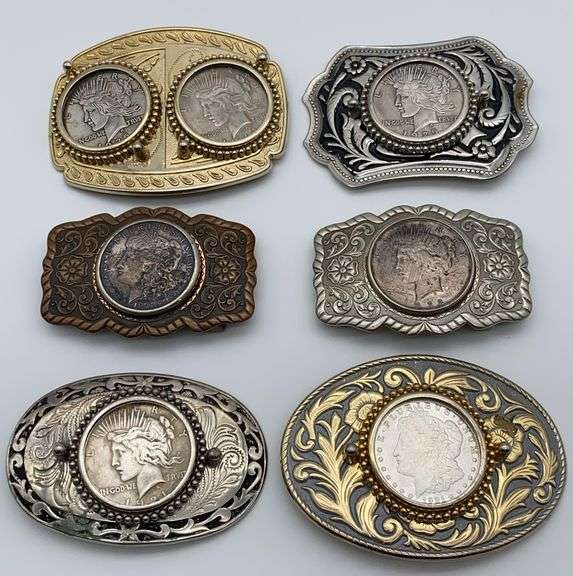 Silver Dollar Coin Belt Buckles Featuring Silver Dollars image