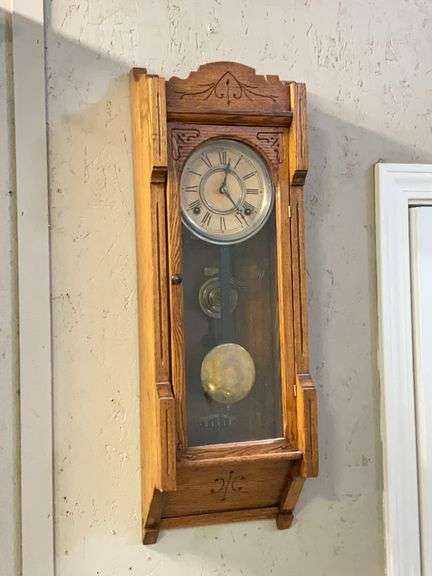 F. Kroeber Oak Kitchen/Regulator Clock c.1880 image