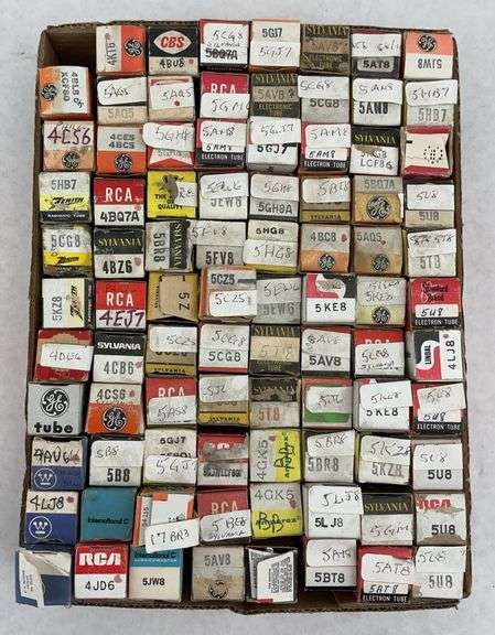 Box of Assorted Untested Electronic Tubes - Radio, Amplifier, and More (87 Total) image