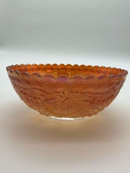Carnival Glass Serving Bowl with Grape Design image