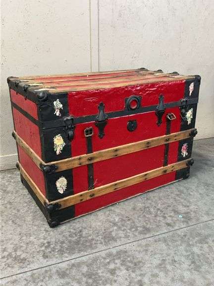 Red Painted Steamer Trunk image