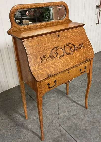 Antique Oak Ladies Secretary Desk image