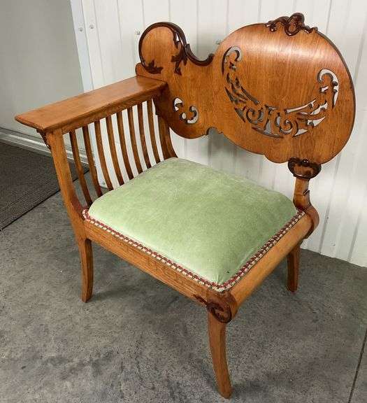 Antique Oak Telephone Bench Gossip Chair image