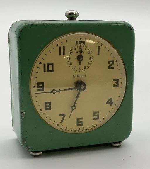 Green Gilbert Metal Case Alarm Clock - Pat. Applied For image