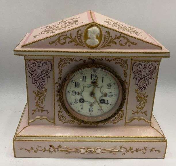 Pink and Gold Ornate Mantle Clock image