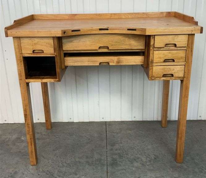Solid Oak Jeweler's or Watchmaker's bencWorkh Desk with Drawers, 45 x 24 x 39 image