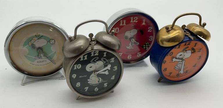 Lot of Four Snoopy Blessing Alarm Clocks, Made in West Germany image