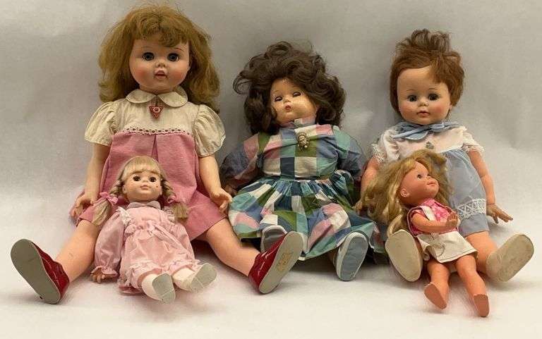 Collection of Vintage Dolls, 14" to 26" Tall image