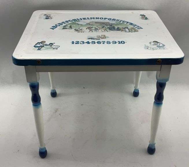 Vintage Children's Alphabet Table - Enameled Metal image