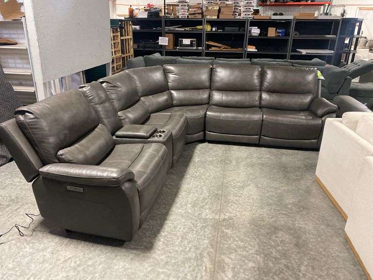 Wylder 6-Piece Leather Power Reclining Sectional with Power Headrests
