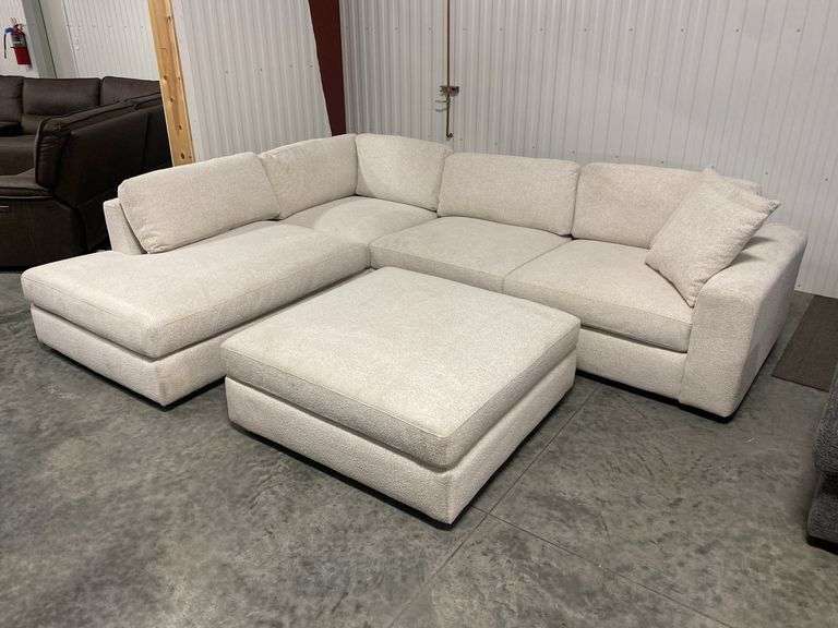 Andee 3-pc Sectional with Chaise & Ottoman in Bouclé