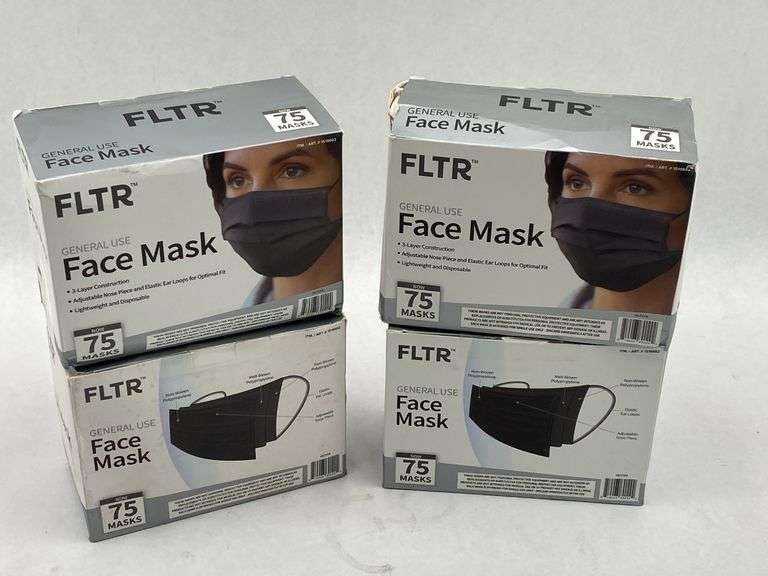 Four Boxes of FLTR General Use Face Masks - 75 Masks Each