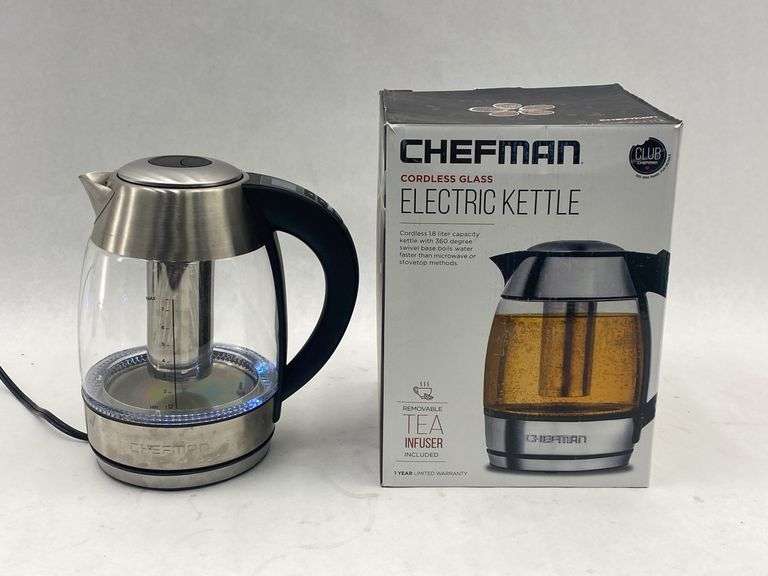 Chefman 1.8L Cordless Glass Electric Kettle with Tea Infuser
