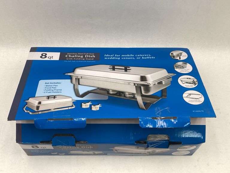 8-Qt Stainless Steel Chafing Dish with Folding Stand