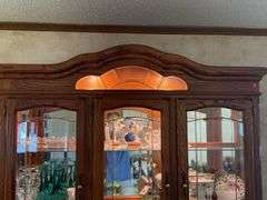 Oak Dining Room China Cabinet with Glass Doors