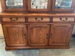 Oak Dining Room China Cabinet with Glass Doors
