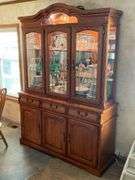 Oak Dining Room China Cabinet with Glass Doors
