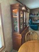 Oak Dining Room China Cabinet with Glass Doors