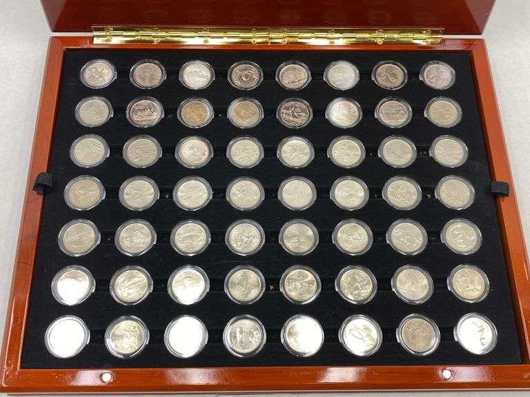 Complete 56 State Quarters Collection Wood Case