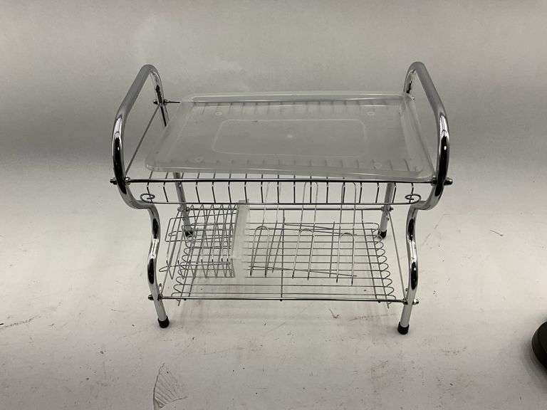 Chrome Dish Drying Rack with Tray image