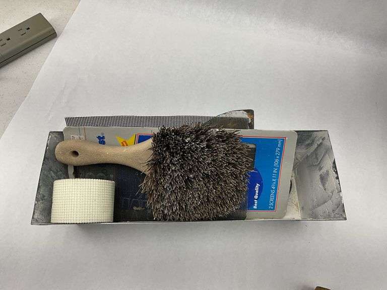 Assorted Plastering and Drywall Tools with Metal Tool Box
