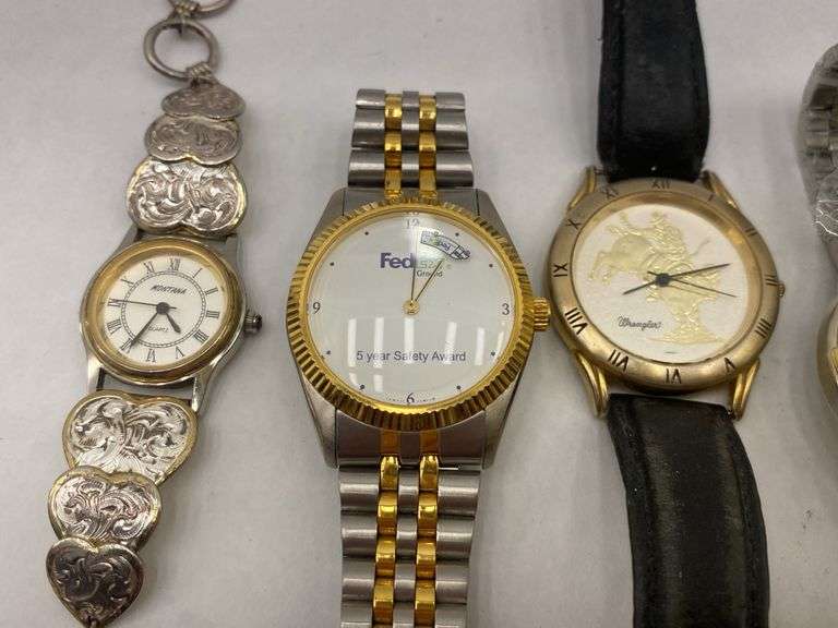 Lot of Five Assorted Wristwatches, including FedEx and Rotary International