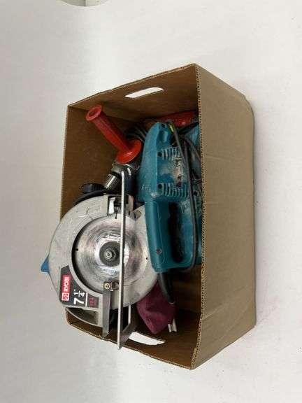 Assorted Power Tool Lot: Ryobi Circular Saw, Makita Belt Sander, and More