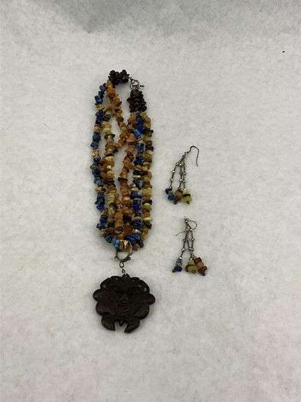 Three Stone Chip Necklace and Earring Sets