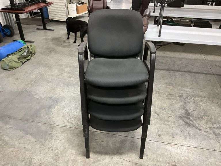 Set of Four Black Office Guest Chairs