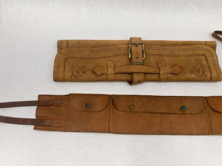 Tooled Leather Accessories Lot - Belt, Pouch and Wallet