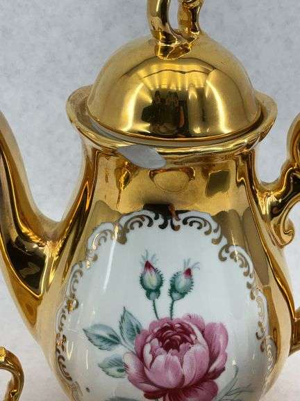 Eschenbach Bavaria Floral Gold Trim Tea Set