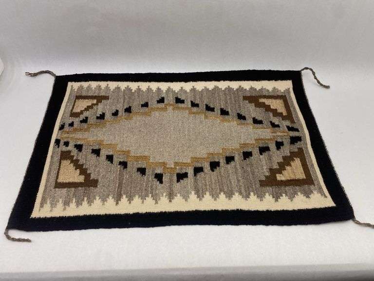 Woven Wool Rug with Geometric Design