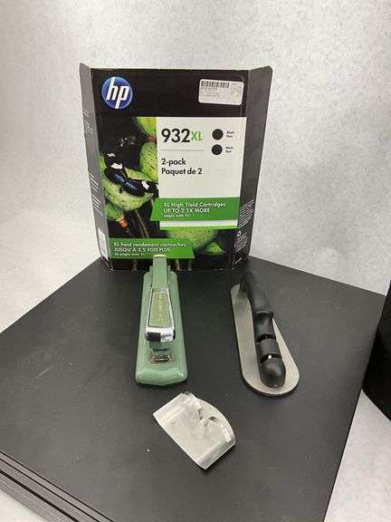 Cash Register, HP 932XL Ink, Stapler, and Accessories