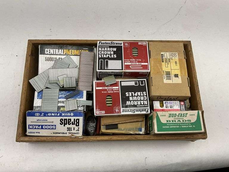 Box Lot of Various Staples and Brads