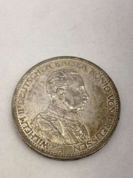 1914 German Empire 5 Mark Silver Coin