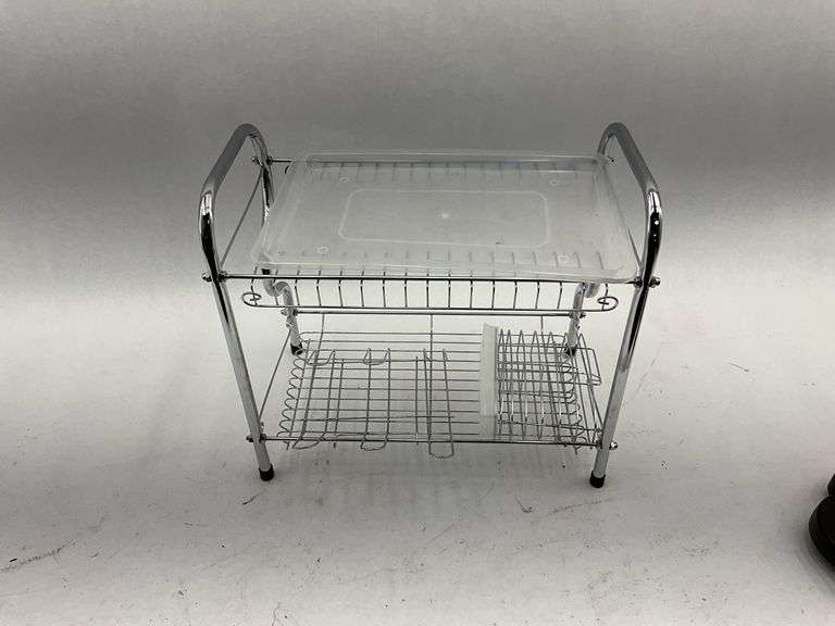 Chrome Dish Drying Rack with Tray