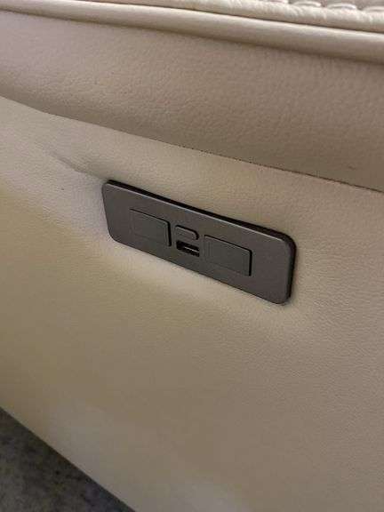 Contemporary Power Recliner Cream Leather Chair