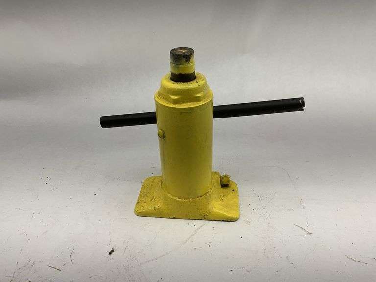 Yellow Hydraulic Bottle Jack with Plumbing Fittings
