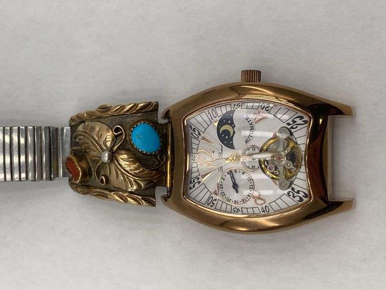 Lucien Piccard Automatic Watch with Turquoise Embellishments